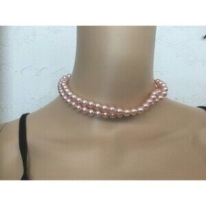 Vintage Coro Pink Pearl Double Strand Necklace
